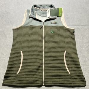 L.L. Bean Olive and Cream Quilted Vest